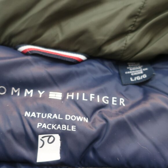 Womens Tommy Hilfiger Green Hooded Down Packable Jacket L - Picture 7 of 9